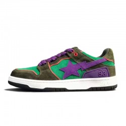 A Bathing Ape Sk8 Low Purple Green Army Green Women Men Sneaker