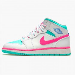 Nike Air Jordan 1 Mid Digital Pink WhiteDigital Pink Aurora Gree 555112 102 AJ1