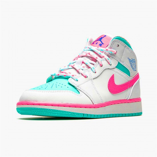 Nike Air Jordan 1 Mid Digital Pink WhiteDigital Pink Aurora Gree 555112 102 AJ1