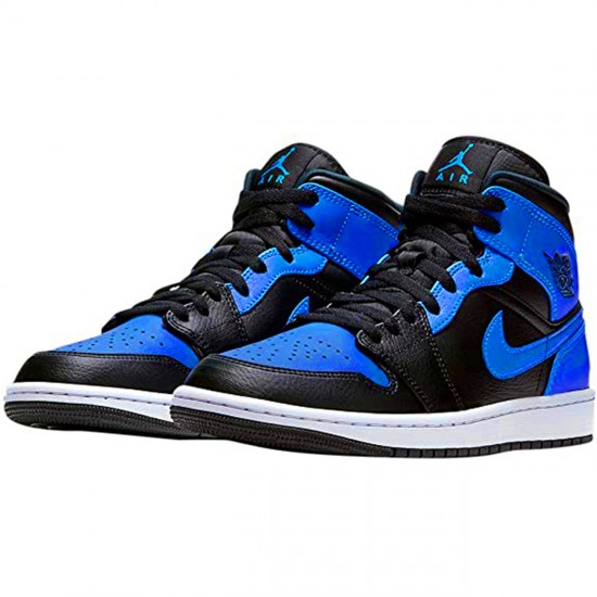 Nike Air Jordan 1 Mid Hyper Royal Tumbled Leather 554724 077 AJ1 Mens Jordan Sneakers