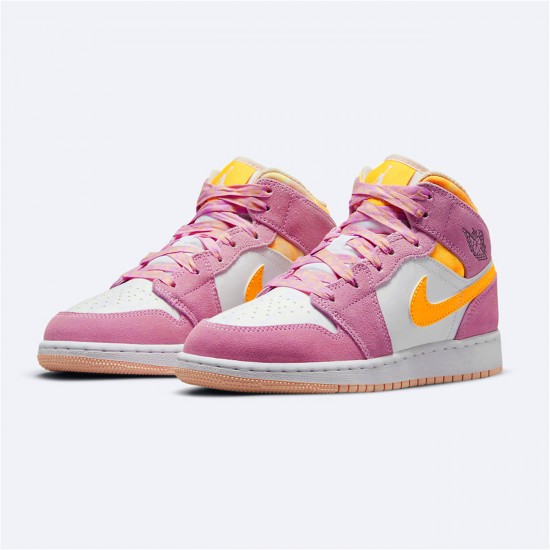 Nike Air Jordan 1 Mid SE GS Arctic Pink DC9517 600 WMNS AJ1 Light Arctic Pink University Gold White