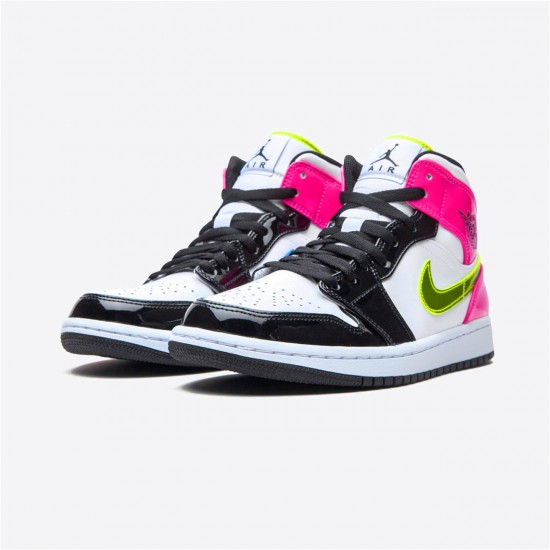 Nike Air Jordan 1 Mid White Black Cyber Pink CZ9834 100 AJ1 Sneakers