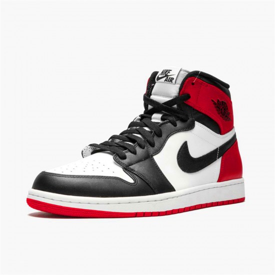 Nike Air Jordan 1 Retro High Black Toe WhiteBlack Gym Red 555088 184 Mens AJ1