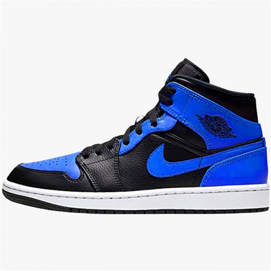 Nike Air Jordan 1 Mid Hyper Royal Tumbled Leather 554724 077 AJ1 Mens Jordan Sneakers