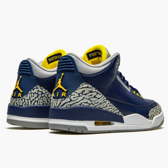 Nike Air Jordan 3 Retro Michigan Mens AJ3 820064 BlackUniversity Gold Cement G AJ3