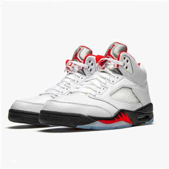 Nike Air Jordan 5 Retro Fire Red Silver Tongue Mens True WhiteFire Red Black DA1911 102 AJ5