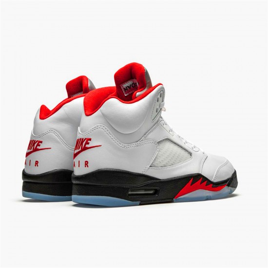 Nike Air Jordan 5 Retro Fire Red Silver Tongue Mens True WhiteFire Red Black DA1911 102 AJ5