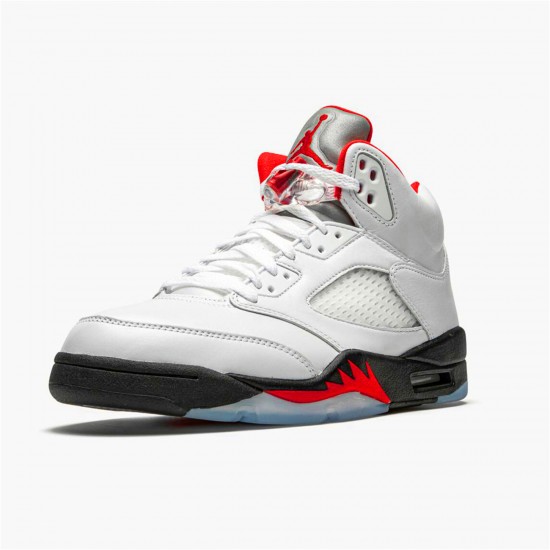 Nike Air Jordan 5 Retro Fire Red Silver Tongue Mens True WhiteFire Red Black DA1911 102 AJ5