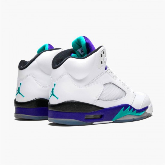 Nike Air Jordan 5 Retro Grape WhiteNew Emerald Grp Ice Blk Mens 136027 108 AJ5 Sneakers