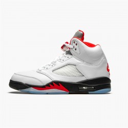 Nike Air Jordan 5 Retro Fire Red Silver Tongue Mens True WhiteFire Red Black DA1911 102 AJ5