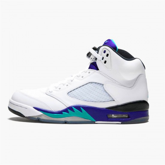 Nike Air Jordan 5 Retro Grape WhiteNew Emerald Grp Ice Blk Mens 136027 108 AJ5 Sneakers