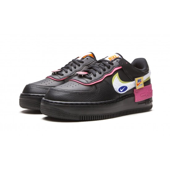 WMNS Nike Air Force 1 Shadow Removable Patches Black Pink CU4743 001