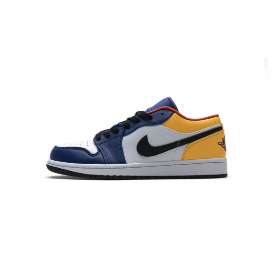 Air Jordan 1 Low "White Deep Royal Blue" Blue Yellow Orange 553558-123