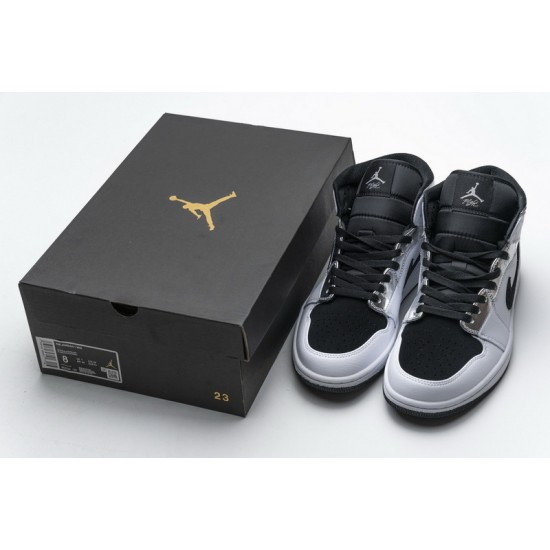 Air Jordan 1 Mid Alternate Think White Black Silver 554724-121 Shoes
