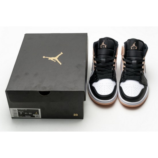 Air Jordan 1 Mid Crimson Tint White Black Pink 554725-133 Shoes