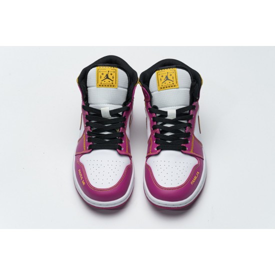 Air Jordan 1 Mid Dia de los Muertos White Yellow Pink DC0350-100 36-45 Shoes