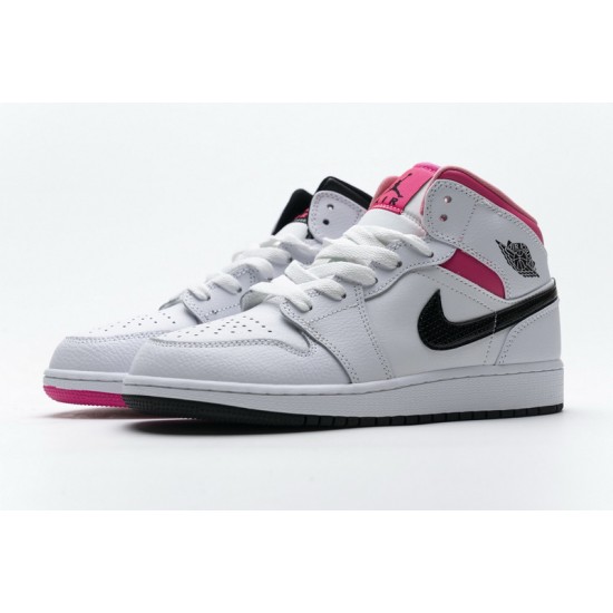 Air Jordan 1 Mid "Hyper Pink" White Black Pink 555112-106