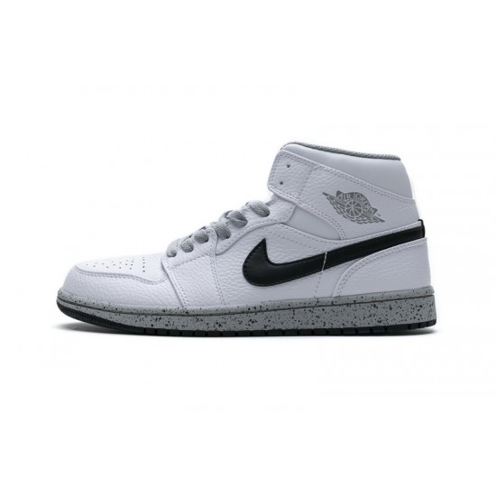 Air Jordan 1 Mid GS "White Cement" White Black 554725-115