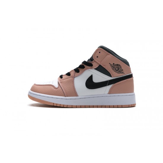 Air Jordan 1 Mid "Pink Quartz" Blakc White Pink 555112-603