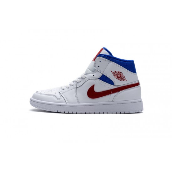 Air Jordan 1 Mid SE "USA" White Blue Red BQ6472-164