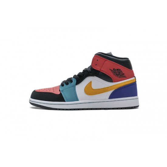 Air Jordan 1 Mid "White Red Multi" Blue Red 554724-125