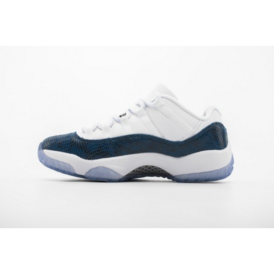 Air Jordan 11 Low Navy Blue Snakeskin White Blue CD6846-102 Shoes