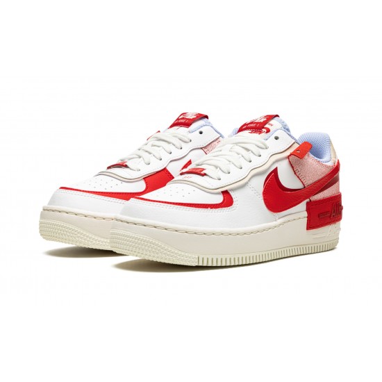WMNS Nike Air Force 1 Shadow Red Cracked Leather CI0919 108
