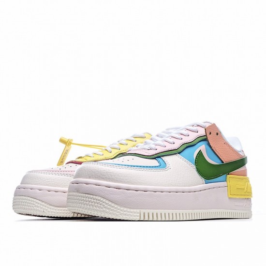 Nike Air Force 1 Shadow Multi Color White Blue Red CW2630-101 Shoes
