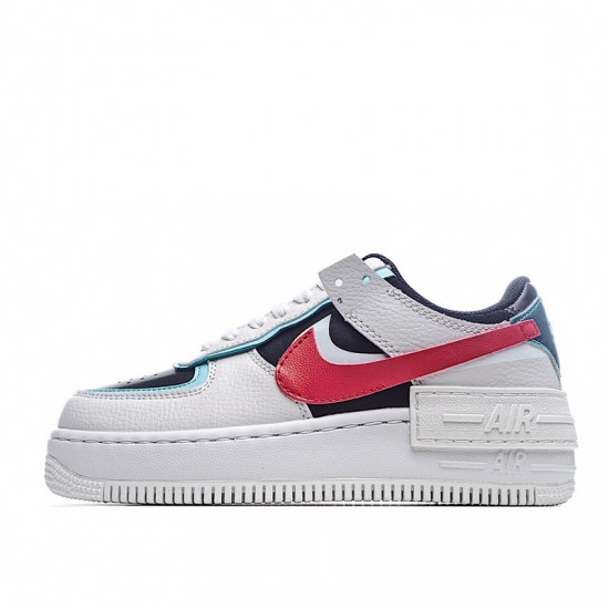 Nike Air Force 1 Shadow "White Bleached Aqua" White Black Red DA4291-100