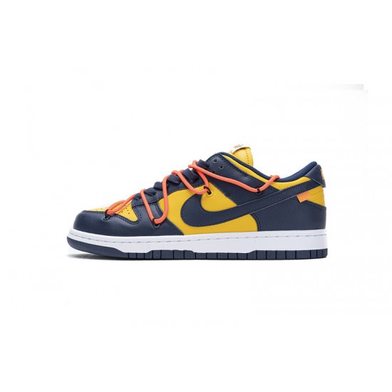 Off-White x Nike Dunk SB Low "White Michigan" Blue Yellow CT0856-700