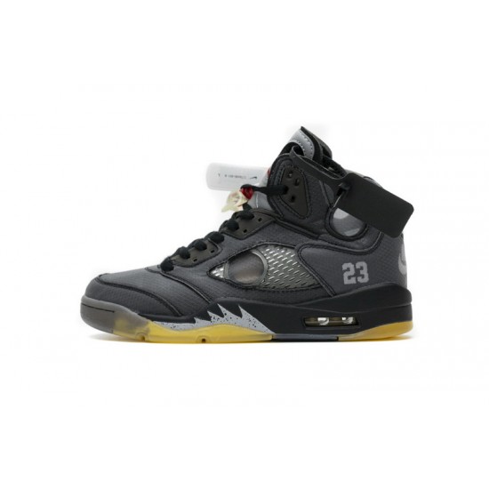 Off-White x Air Jordan 5 "Muslin" Black Grey CT8480-001