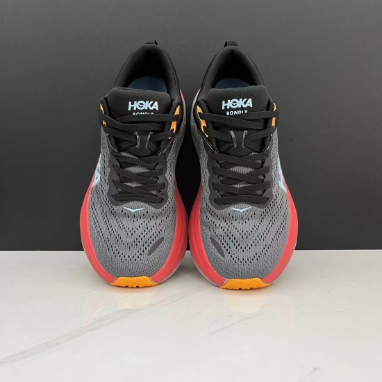 Hoka Bondi 8 Black Orange White Women Men Sport Shoes