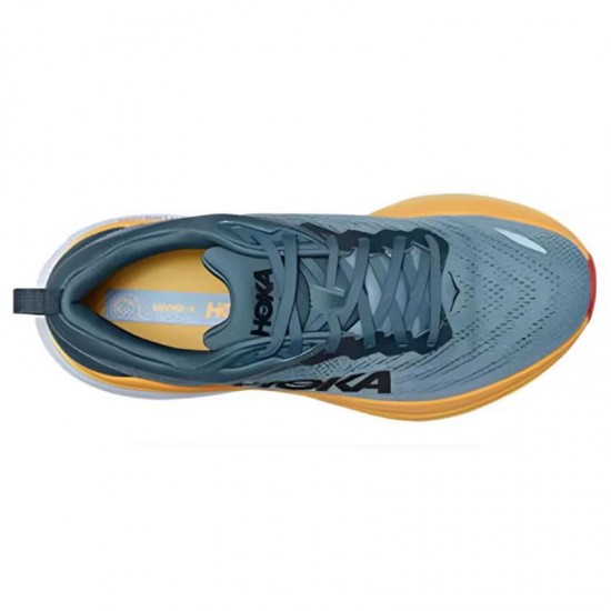 Hoka Bondi 8 Deep Grey Yellow White Women Men Sport Shoes