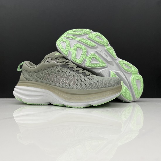 Hoka Bondi 8 Grey Green Women Men Sport Shoes