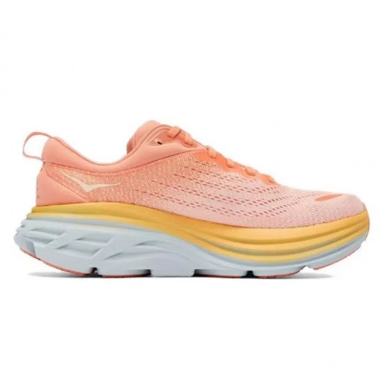 Hoka Bondi 8 Pink Yellow Women Men Sport Shoes