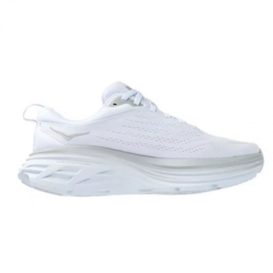 Hoka Bondi 8 White Grey Women Men Sport Shoes