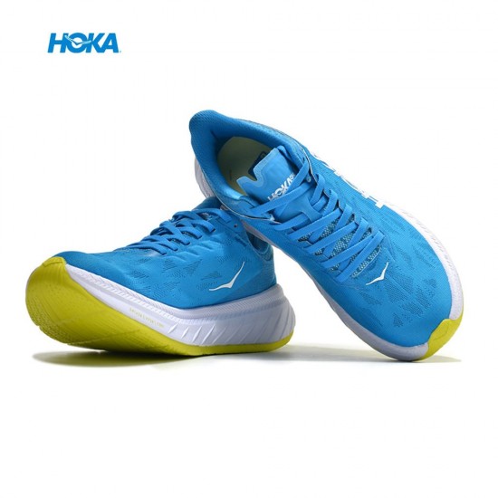 Hoka Carbon X2 Blue White Green Men Sport Shoes