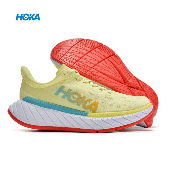 Hoka Carbon X2 Yellow Red Women Men Sport Shoes