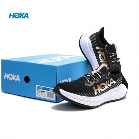 Hoka Carbon X3 Black White Gold Women Men Sport Shoes