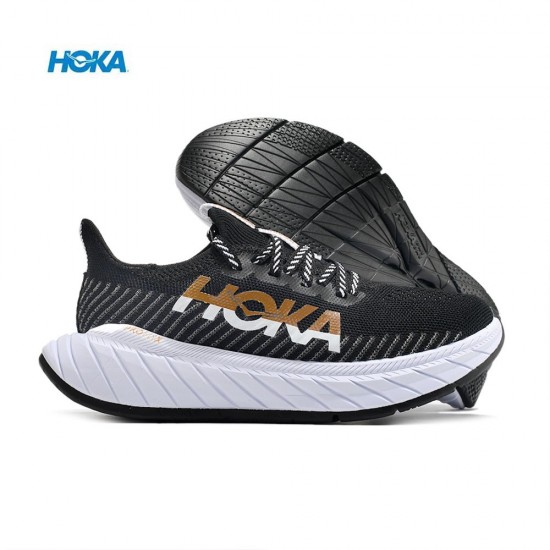 Hoka Carbon X3 Black White Gold Women Men Sport Shoes