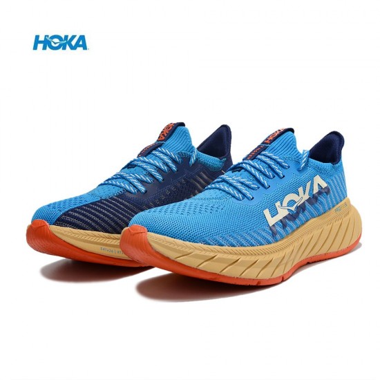 Hoka Carbon X3 Blue Brown Yellow Women Men Sport Shoes