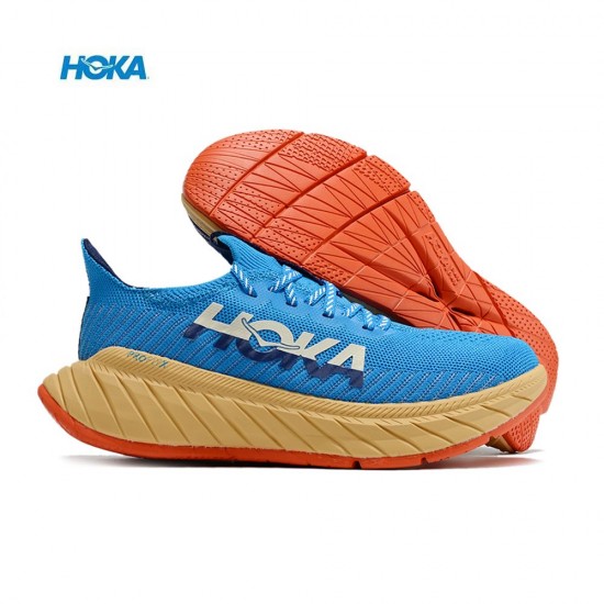 Hoka Carbon X3 Blue Brown Yellow Women Men Sport Shoes