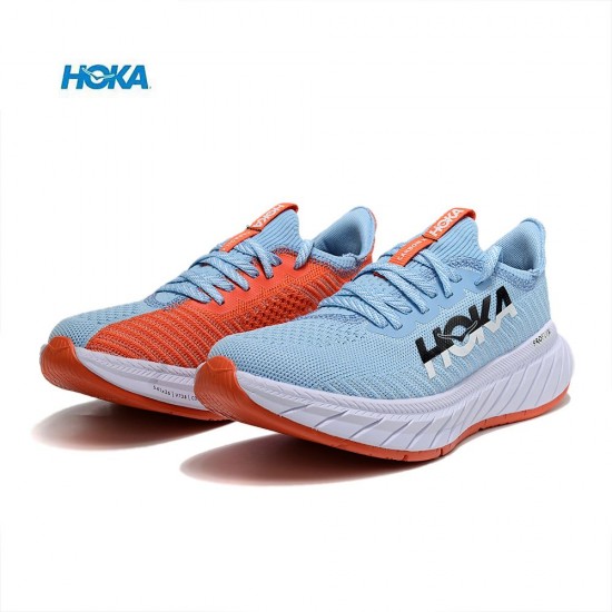 Hoka Carbon X3 Ltblue Orange White Women Men Sport Shoes