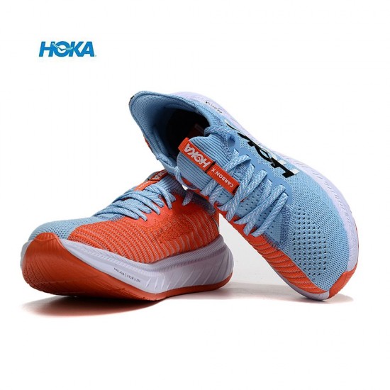 Hoka Carbon X3 Ltblue Orange White Women Men Sport Shoes