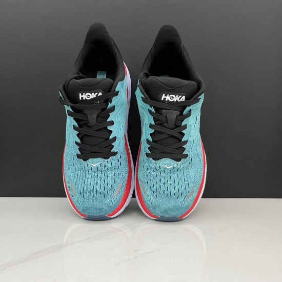 Hoka Clifton 8 Blue Black Orange White Women Men Sport Shoes