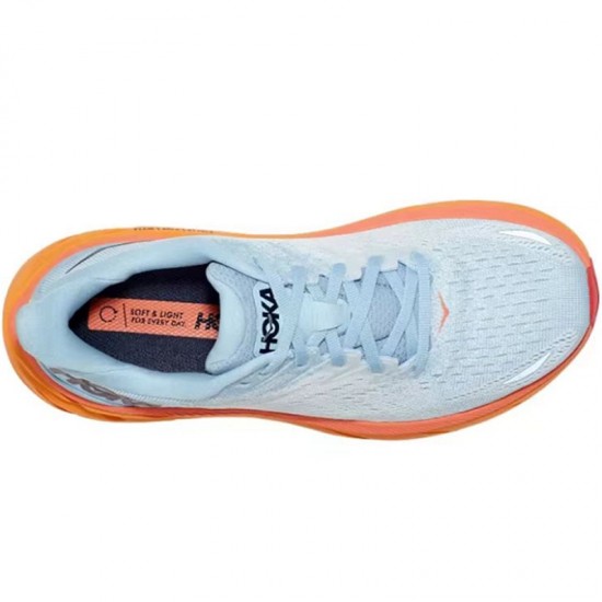Hoka Clifton 8 Ltblue Orange Women Men Sport Shoes