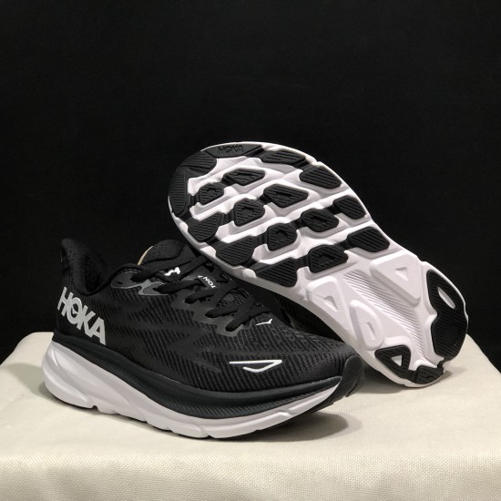 Hoka Clifton 9 All Black White Women Men Sport Shoes