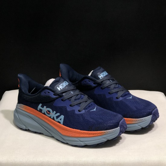 Hoka Mafate Speed Challenger 7 Deep Blue Orange Women Men Sport Shoes