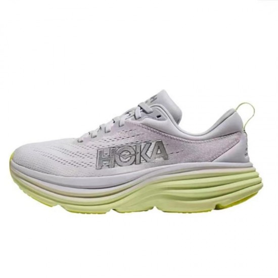 Hoka Bondi 8 Grey Yellow Women Men Sport Shoes