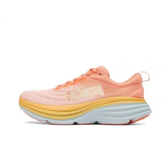 Hoka Bondi 8 Pink Yellow Women Men Sport Shoes